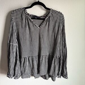 Cottagecore Tommy Hilfiger Black and White Gingham Blouse XXL